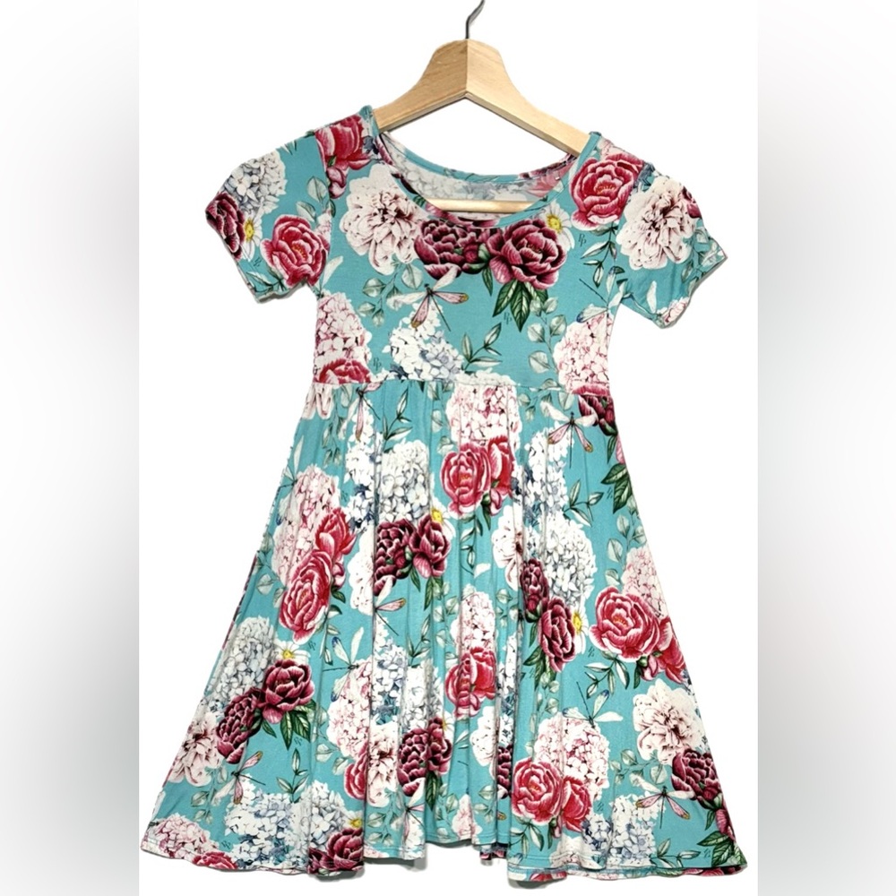 Posh Peanut Blue and Pink Shorr Sleeve Sundress 5T